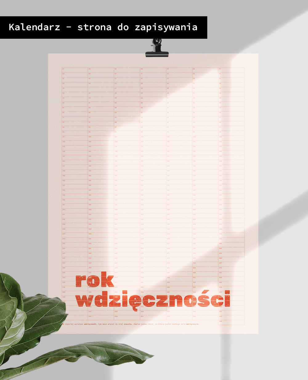 Dwustronny kalendarz „rok wdzięczności"