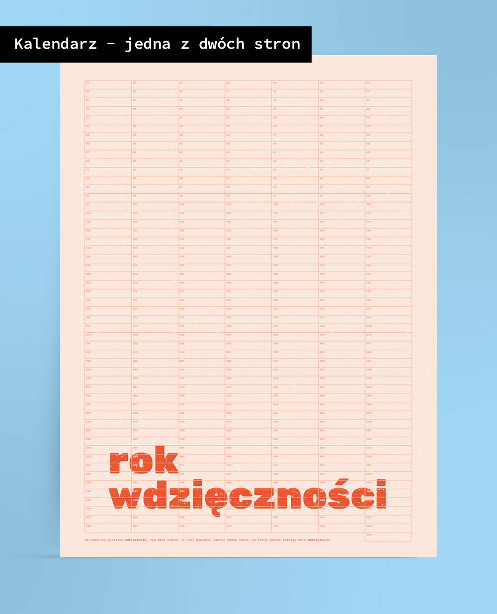 Dwustronny kalendarz „rok wdzięczności"