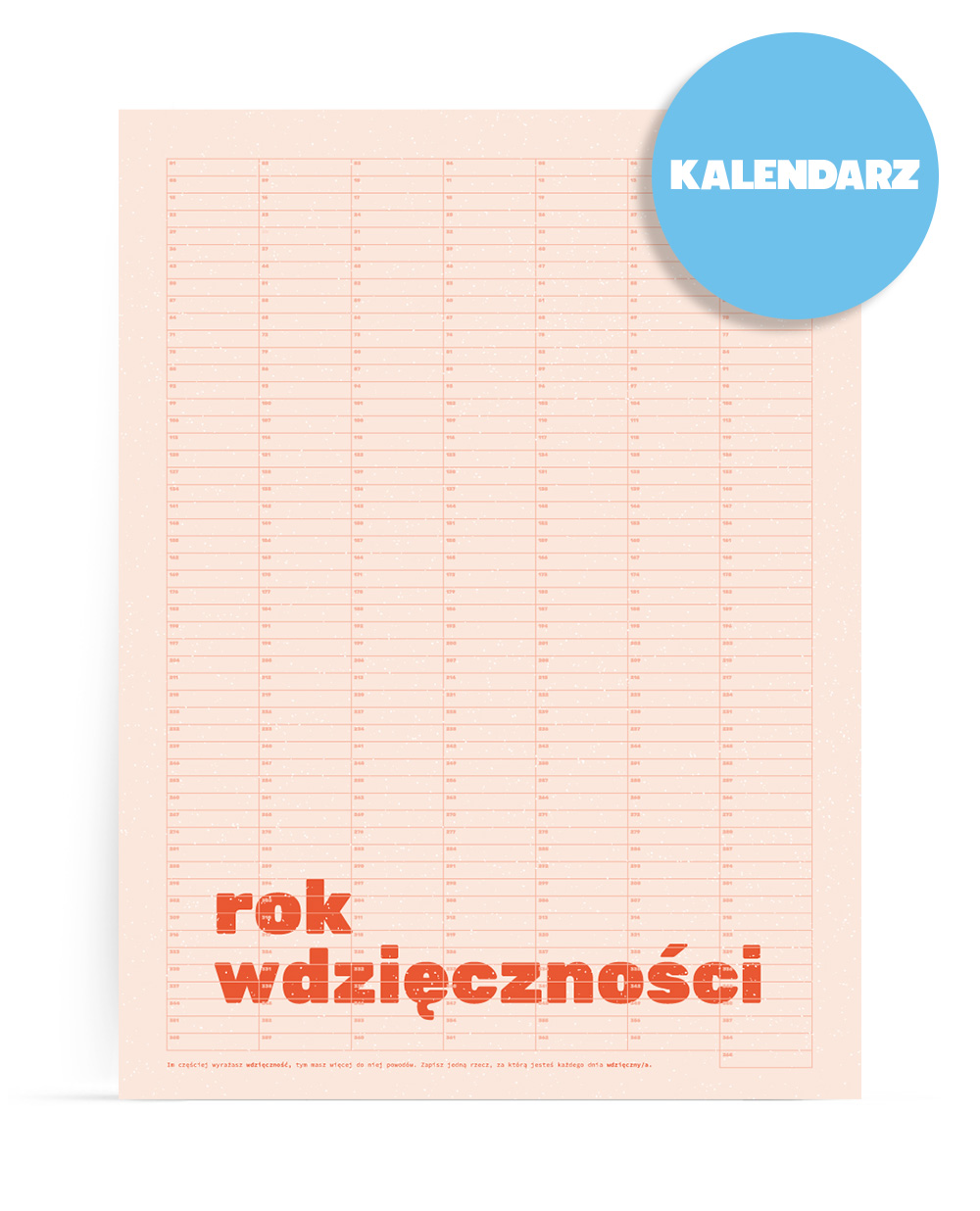 Dwustronny kalendarz „rok wdzięczności"